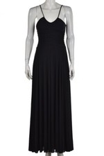 H Halston Heritage Dress Size XXS Black Solid Sheath Full Length Spaghetti Strap