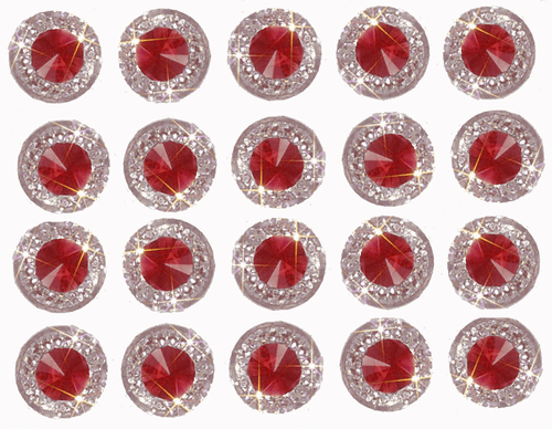 40 SELF ADHESIVE ROUND SHAPED RUBY RED RESIN DIAMANTE RHINESTONES GEMS 12 MM - Picture 2 of 3