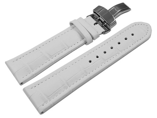 BRACELET MONTRE XL Cuir de Veau Avec Empreinte Croco Bleu Foncé 33911