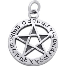 Sterling Silver Elfin Protection Pentacle Pendant Occult Charm Wicca Pagan