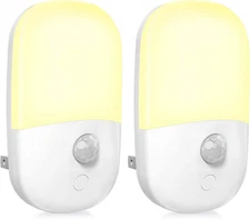 Plug in Motion Sensor Dimmable Night Light, Soft Warm White LED Nightlight with