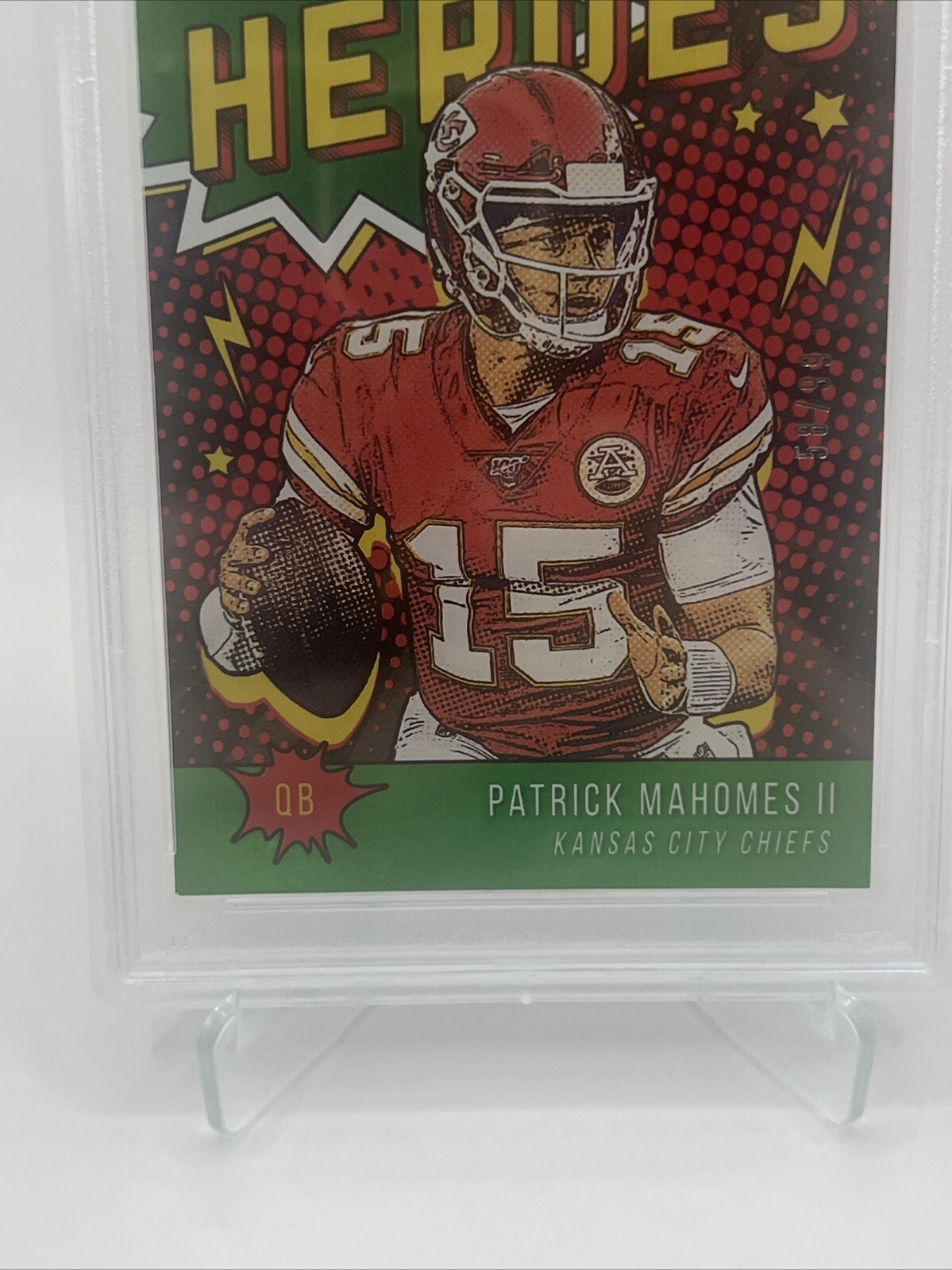 2020 Panini Prestige HEROES Green Insert PATRICK MAHOMES PSA 9 MINT #HEPM 58/99 view 5
