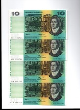 1989 $10 AUSTRALIA FRASER HIGGINS TWIN SET OF 4 NOTES W RECURRING NUMBER 006767