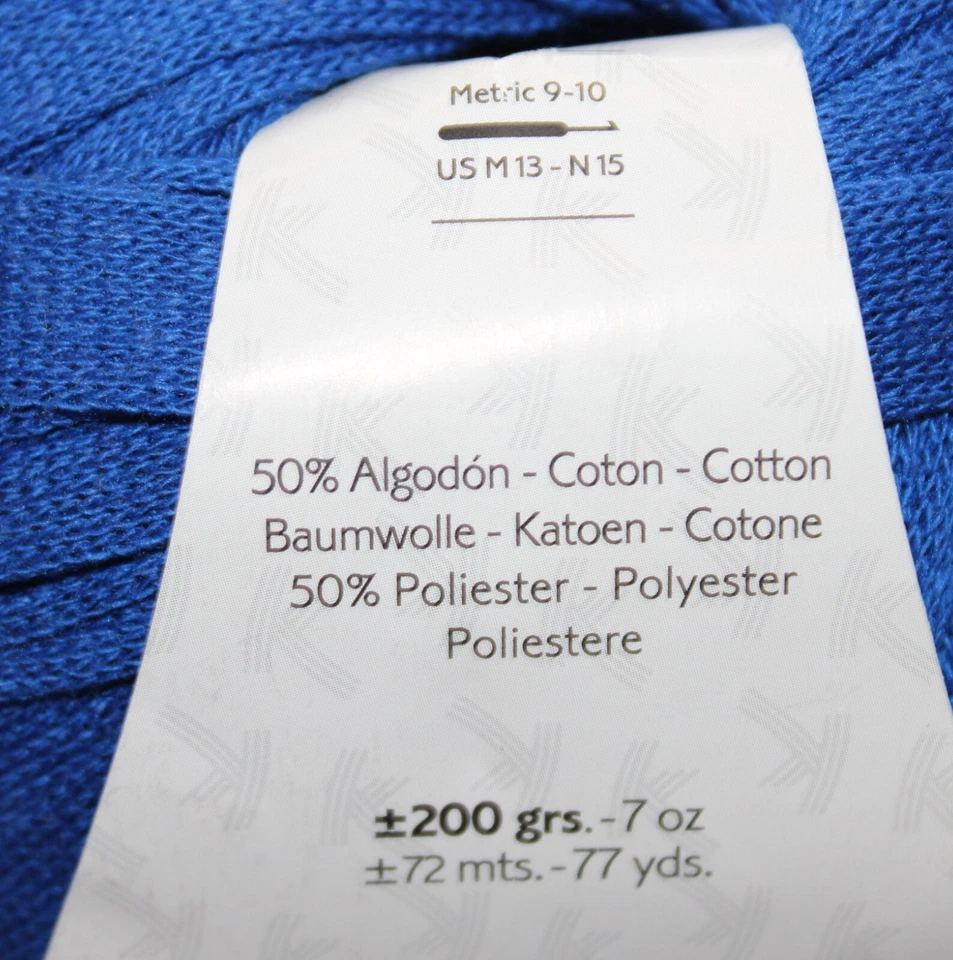 Katia Big Ribbon Col 24 Azul Algodón Poliéster 200gr 77yd Foto 3 de 4