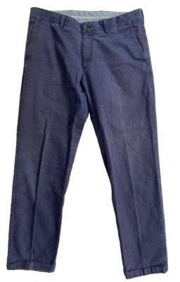 Emidio Tucci Mens Pants 32x29 Navy Slim Stretch Chino Flat Front Cuff