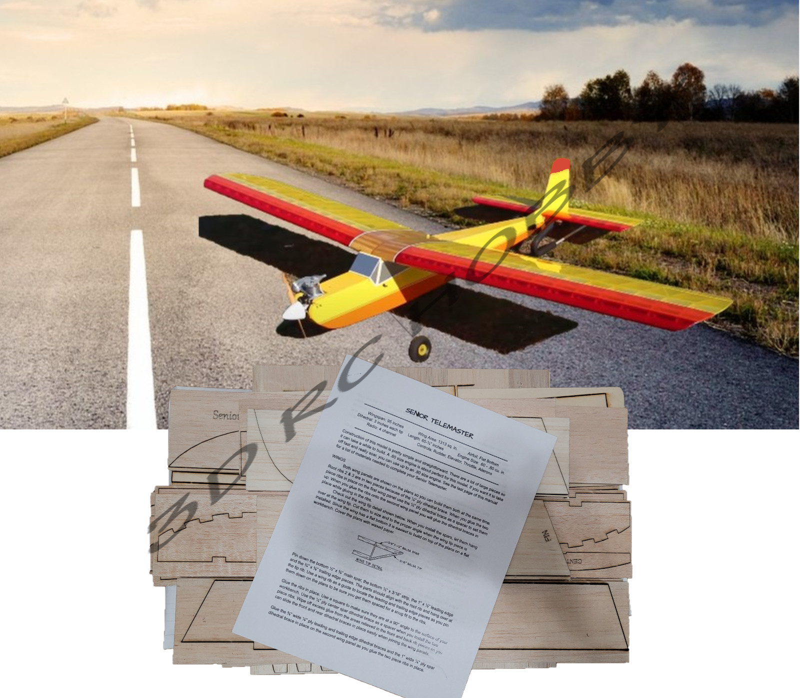 Senior Telemaster 85.5" Wingspan RC Plane Airplane Laser Cut Balsa Ply Short Kit