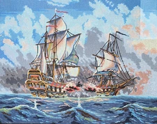 Needlepoint Painted Canvas Gobelin 11473 - Battleships. 20"x24" Collection D'Art