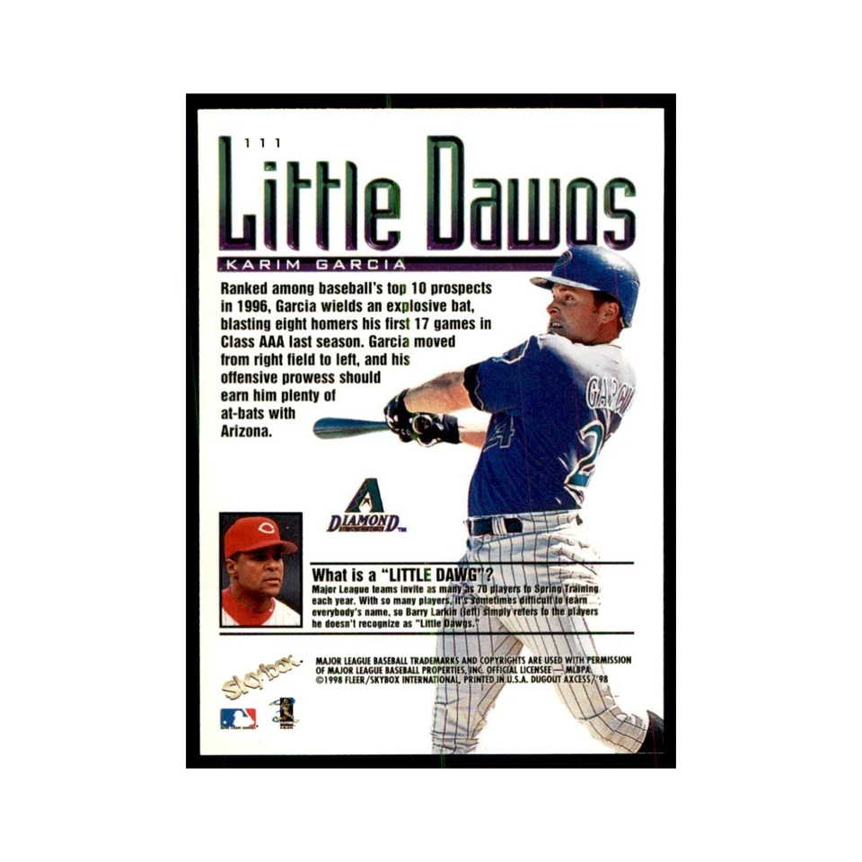 1998 SkyBox Dugout Axcess Karim Garcia Baseball Cards #111 - Image 2 of 3