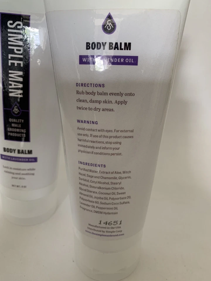 Bálsamo corporal Simple Man com óleo de lavanda 8 oz lote de 2 - Imagem 4 de 4
