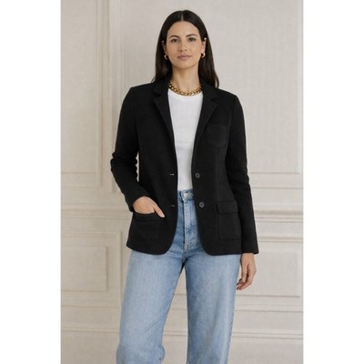 Whistles Black Knit Blazer Size 6 Slim Fit Tailored Jacket