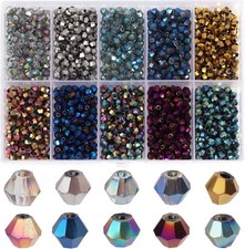 1200 Rainbow Mixed Beads Bicone 4mm BULK Spacers Jewelry Making Metallic Set