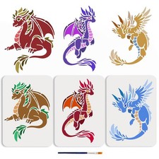 MAYJOYDIY 3pcs Dragon Stencils 11.7 8.3inch 11.7 x 8.3 inches,
