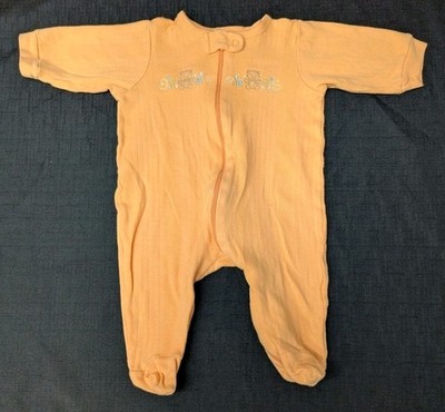 Gerber Baby Girl Size 0-3M Orange Bears &Ducks Footed Sleep N Play Outfit Cotton