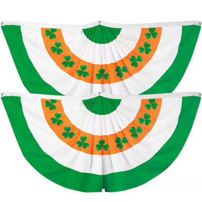 1.5 Ft. X 3 Ft. Printed Polyester Ireland Fan Flag with Canvas Header Brass Grom