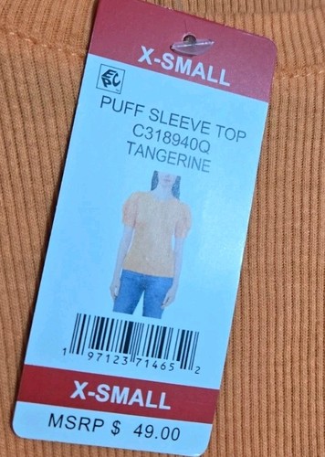 Vince Camuto Top Womens Size XS Tangerine Puff Sleeve Casual Statement NEW Chic - Bild 3 von 7