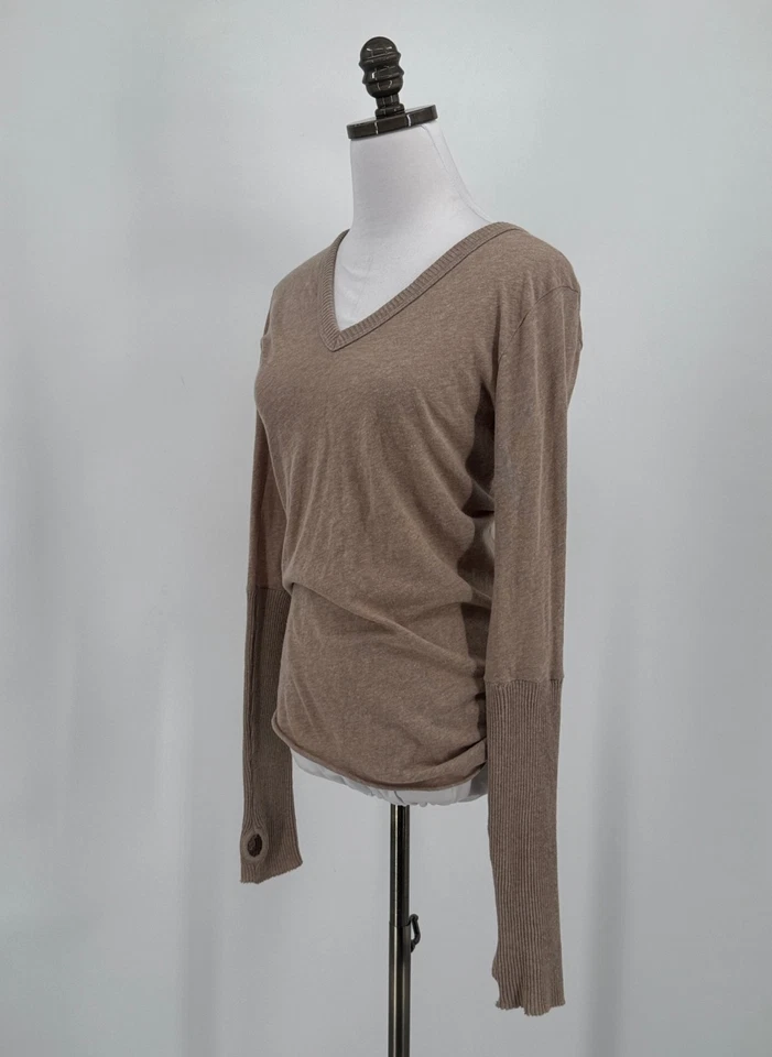 Top de manga larga con orificios para los pulgares mezcla cachemir algodón tostado talla M de Enza Costa para mujer Foto 2 de 4