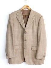 Corneliani Beige Silk Linen Sport Blazer, Size 52R