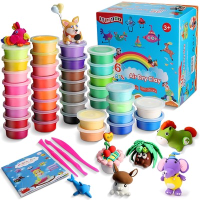 Ifergoo Modeling Clay Kit 36 Colors Air Dry Ultra Light Non-Toxic for Boys & Gir