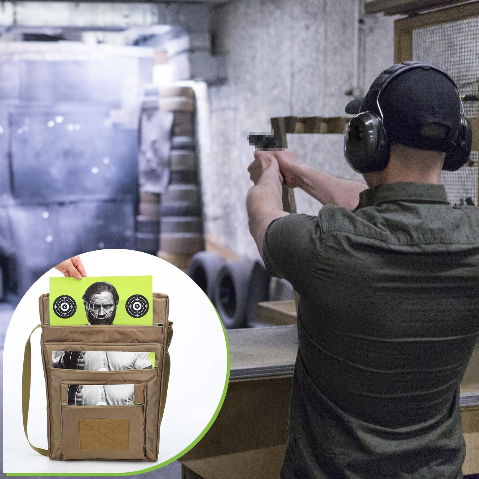 Range Target Carry Case for Shooting Range Bag with 3 Zipper Pockets Front Wa...