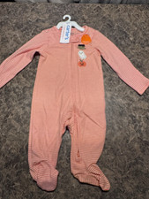Carter's Unisex Baby 0-3M Footed Sleeper 2-Way Zip Ghost Halloween Stripe