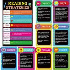 10 Pieces Reading Strategies Posters Educational Bulletin Board Set for Classroo