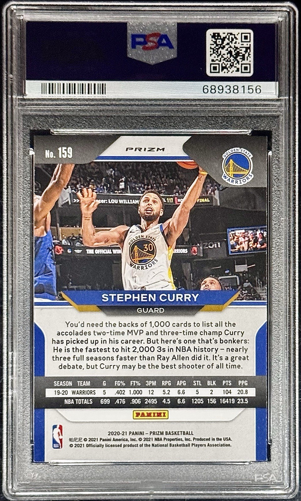 Stephen Curry PSA 9 - 2020 Prizm #159 GOLD WAVE - Golden State Warriors view 2