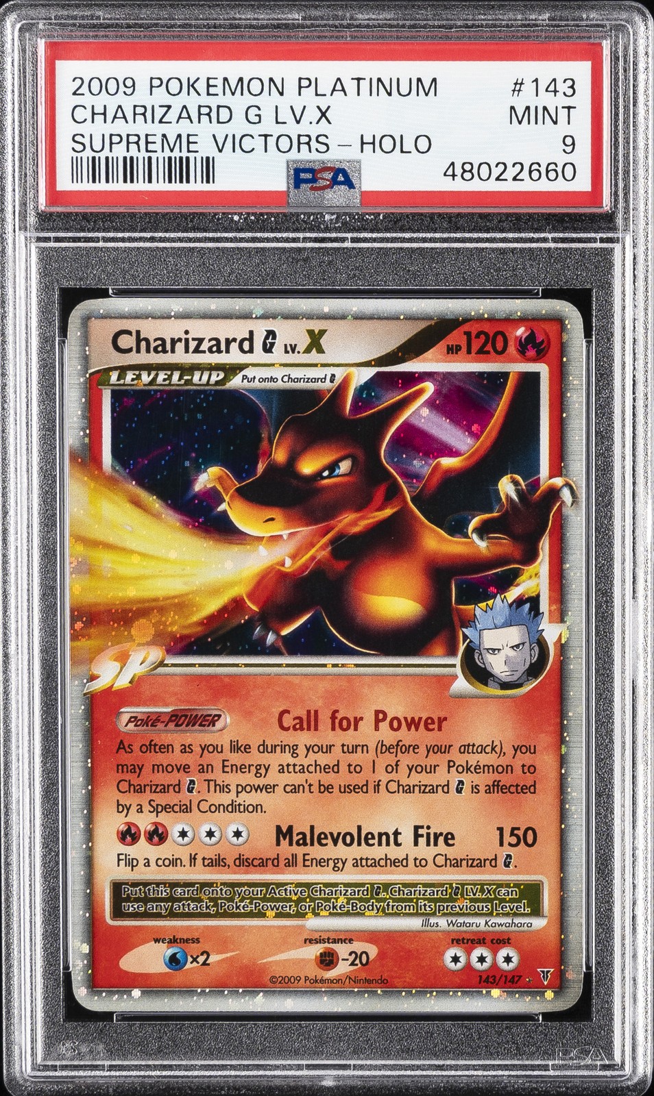 2009 POKEMON PLATINUM SUPREME VICTORS #143 CHARIZARD G LV.X-HOLO PSA 9