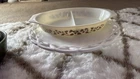 Pyrex Golden Acorn Divided Casserole Milk Glass Dish 1 1/2 Quart Vintage