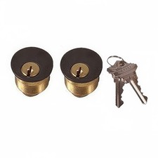 Adams Rite 1" Brass Mortise Cylinder Keyed Alike Pair Schlage C Keyway
