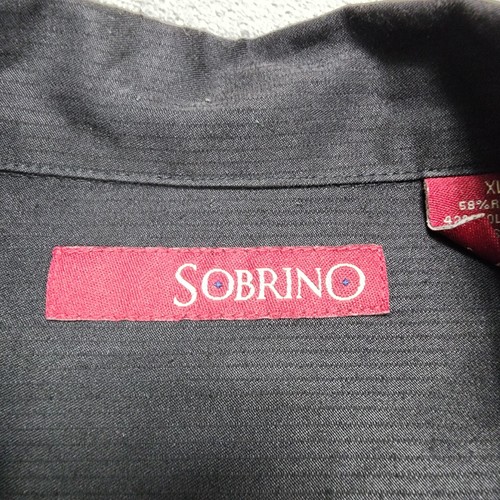 Sobrino Shirt Mens XL Black Embroidered Guayabera Style Button Up Short Sleeve - Picture 4 of 10