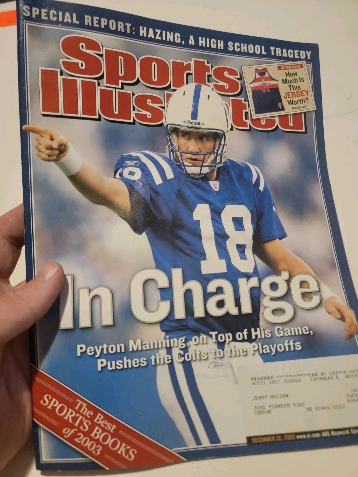 Sports Illustrated Magazine Peyton Manning Indianapolis Colts December 22, 2003