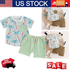 Newborn Baby Boy Summer Short Sleeve T-Shirt and Shorts Outfits Clothing Set New
