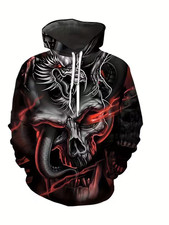 Dark Skull and Dragon Pattern 3D All Over Print Hoodie