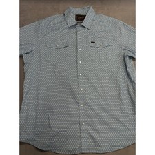 Howler Bros N Bar B Snapshirt Men's XL Blue White Print Short Sleeve Cotton