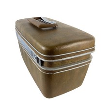 Samsonite Silhouette Hard Shell Train Case Brown Makeup Luggage with 2 Keys