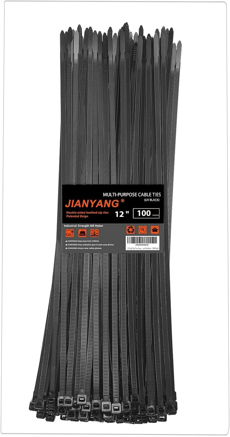 12 Inch Zip Ties Double Sided Toothed,100 LBS Tensile Strength Heavy Duty Cable