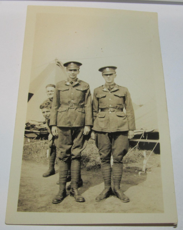 Vintage Photo Bombed Military Army Soldiers in front tents 2 3/4" x 4 1/2"