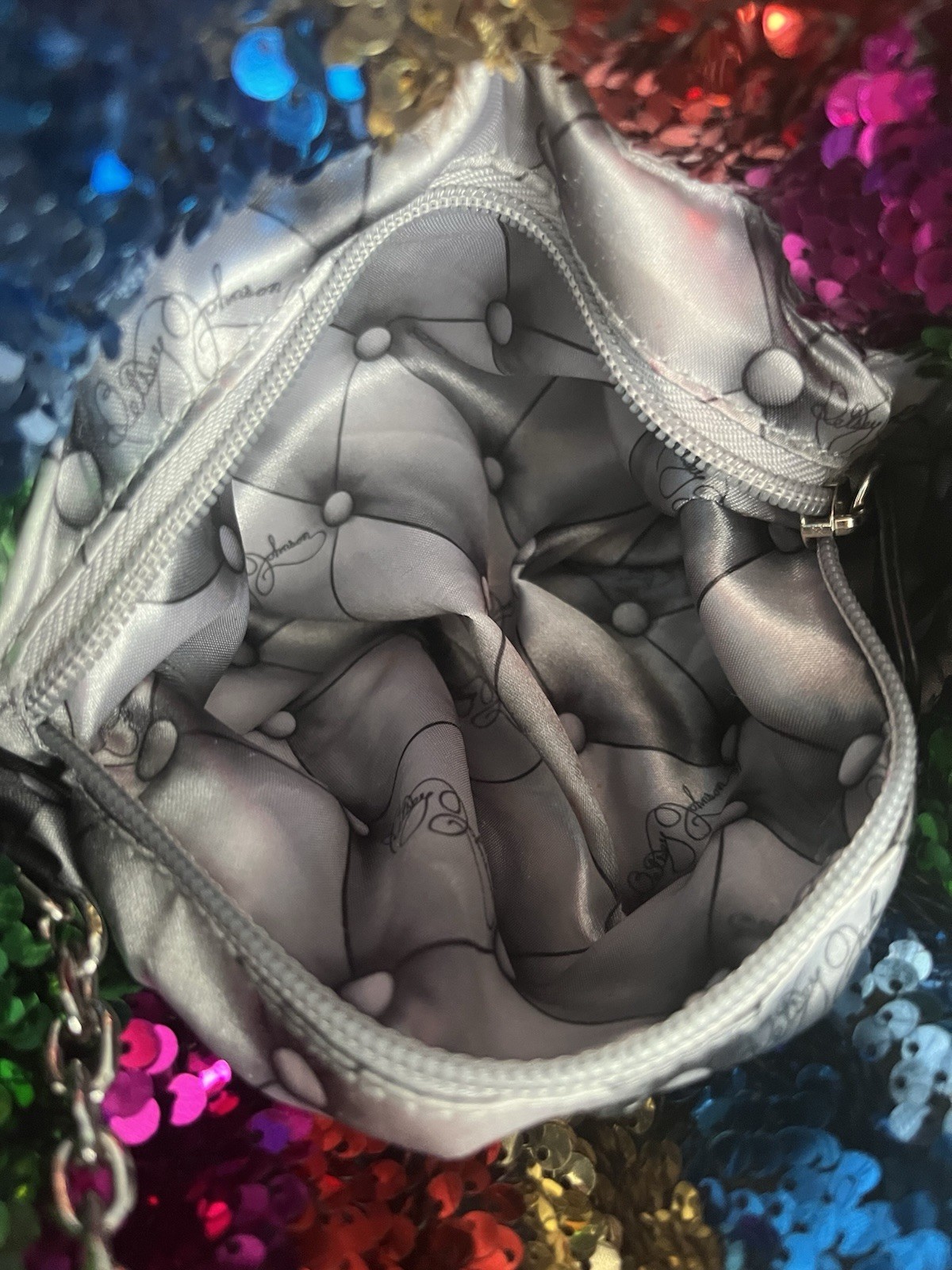 Betsy Johnson /Rainbow Sequin Drawstring Pouch Ba… - image 8