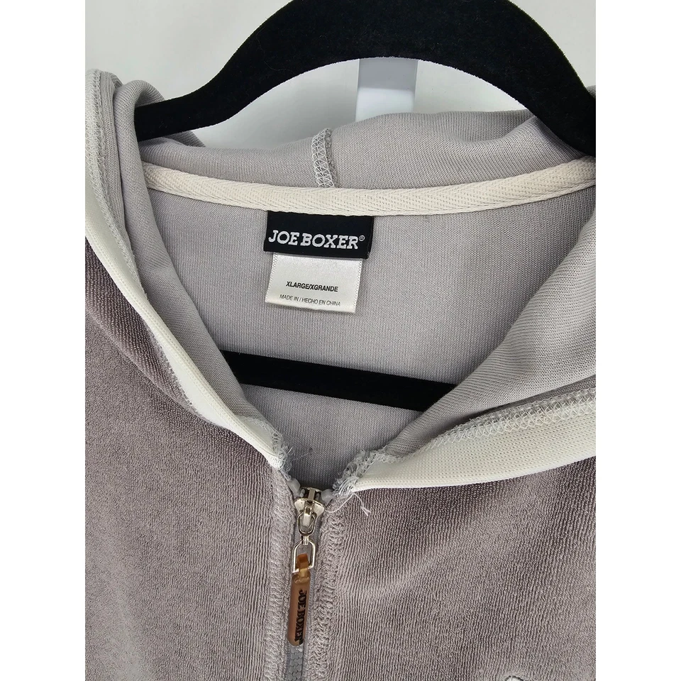 Boxer vintage Y2K Joe para mujer talla XL cremallera hooide gris bordado tela de rizo Foto 4 de 4