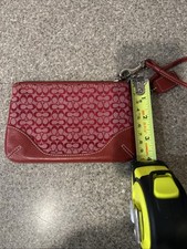 Vintage Authentic Coach Red Leather Wristlet, Zip Closure. Excellent Condition
