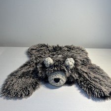 ClaraLoo Gray Frosted Faux Fur Bear Baby Lovey Security Blanket Crochet Boho