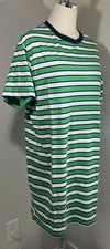 Gap Womens T Shirt Dress Green Navy Blue White Stripe Cotton Jersey Soft Sz L