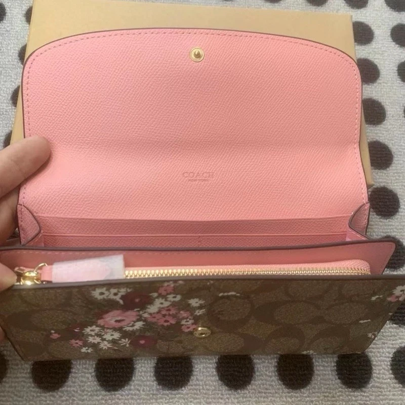 NWT Coach Accordion Wallet In Signature Canvas Floral Print Slim Envelope Wallet - Image 3 of 4