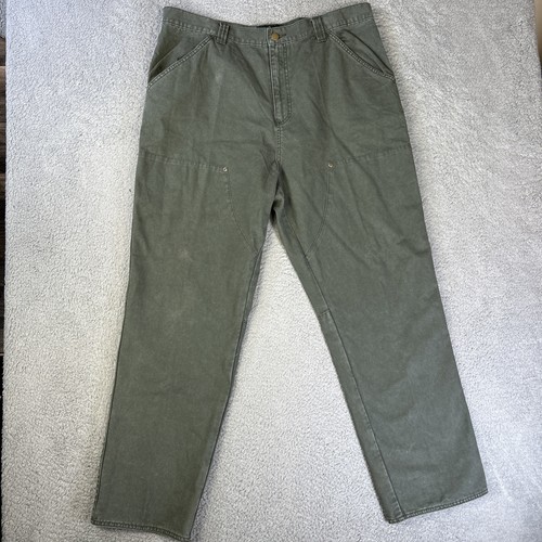 Vintage Browning Pants Mens 40x32 Green Double Knee Brush Guard Hunting Camping - Picture 1 of 8