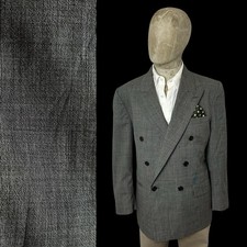 Yves Saint Laurent Jacket Blazer 42S Double Breasted Grey Wool Vintage 80’s
