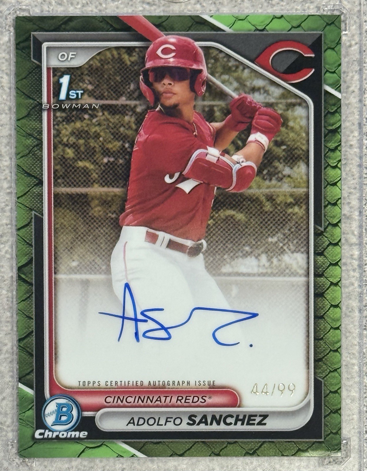 Adolfo Sanchez 2024 1st Bowman Chrome AUTO GREEN Reptilian REFRACTOR #44/99 RC