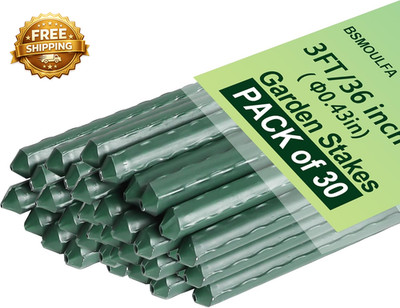 Garden Stakes 3Ft 3 Feet Metal Plant Stakes 30 Pack for Gardening and Farm