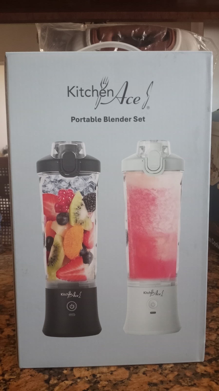New Kitchen Ace Portable Blender Set, Black & Pistachio Colo