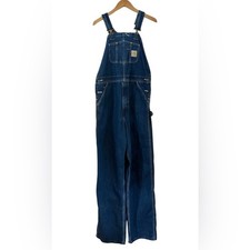 Vintage 90s Carhartt Denim Bib Overalls Deadstock NWT USA Made Workwear 34/34
