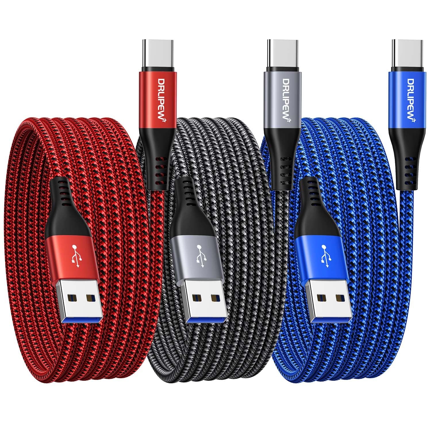 6ft Braided USB-C Fast Charging Cable 3-Pack for Quick Charging-image